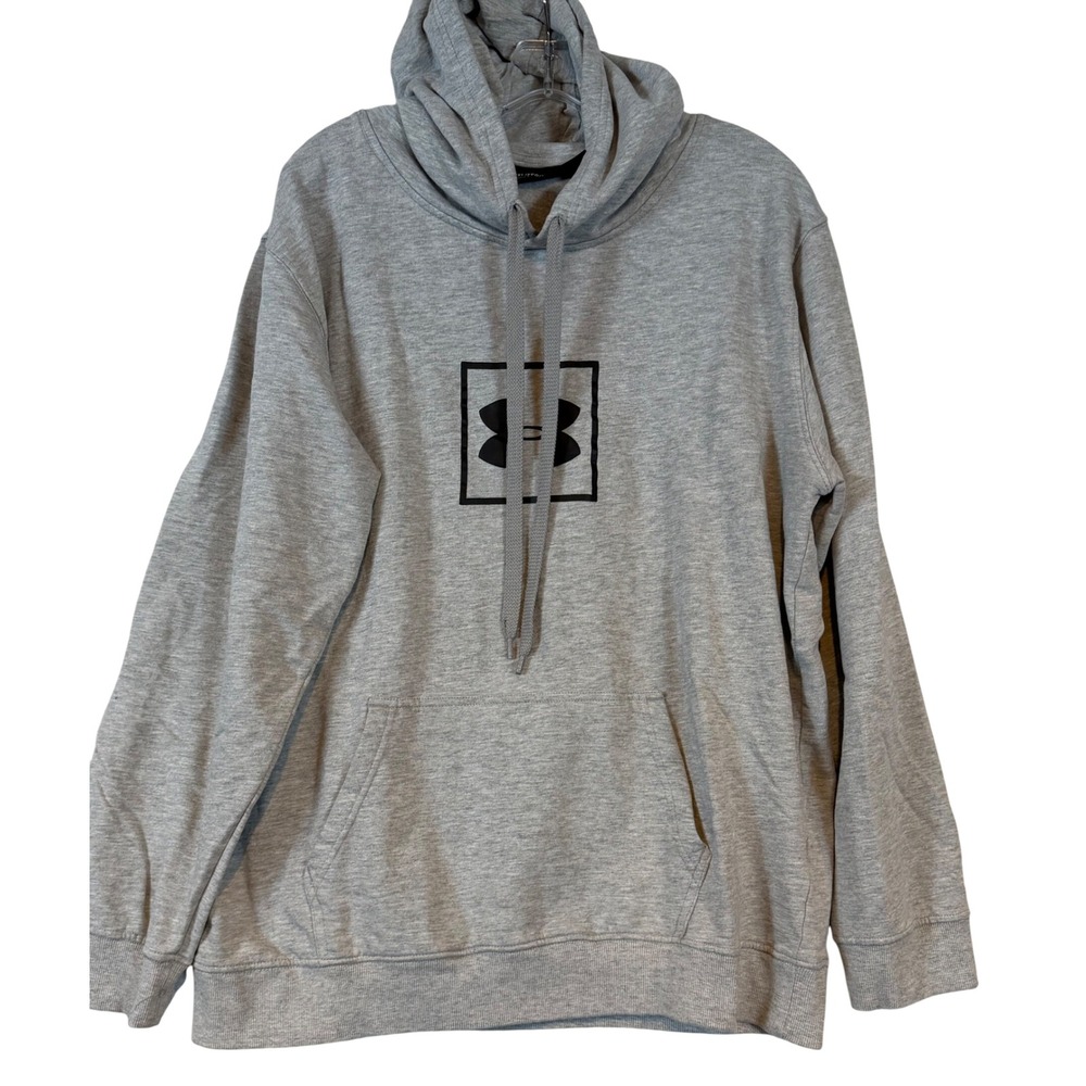 Under Armour Mens XXL Gray Heathered Fleece Pullover Hoodie Logo Layering Gym